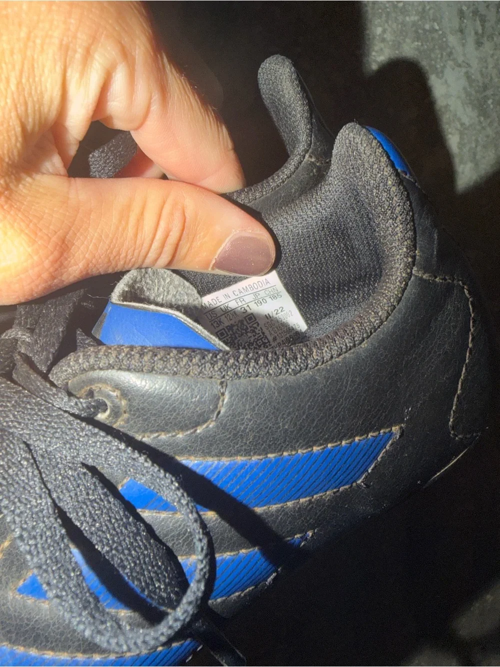 adidas Kids Black and Blue Soccer Cleats